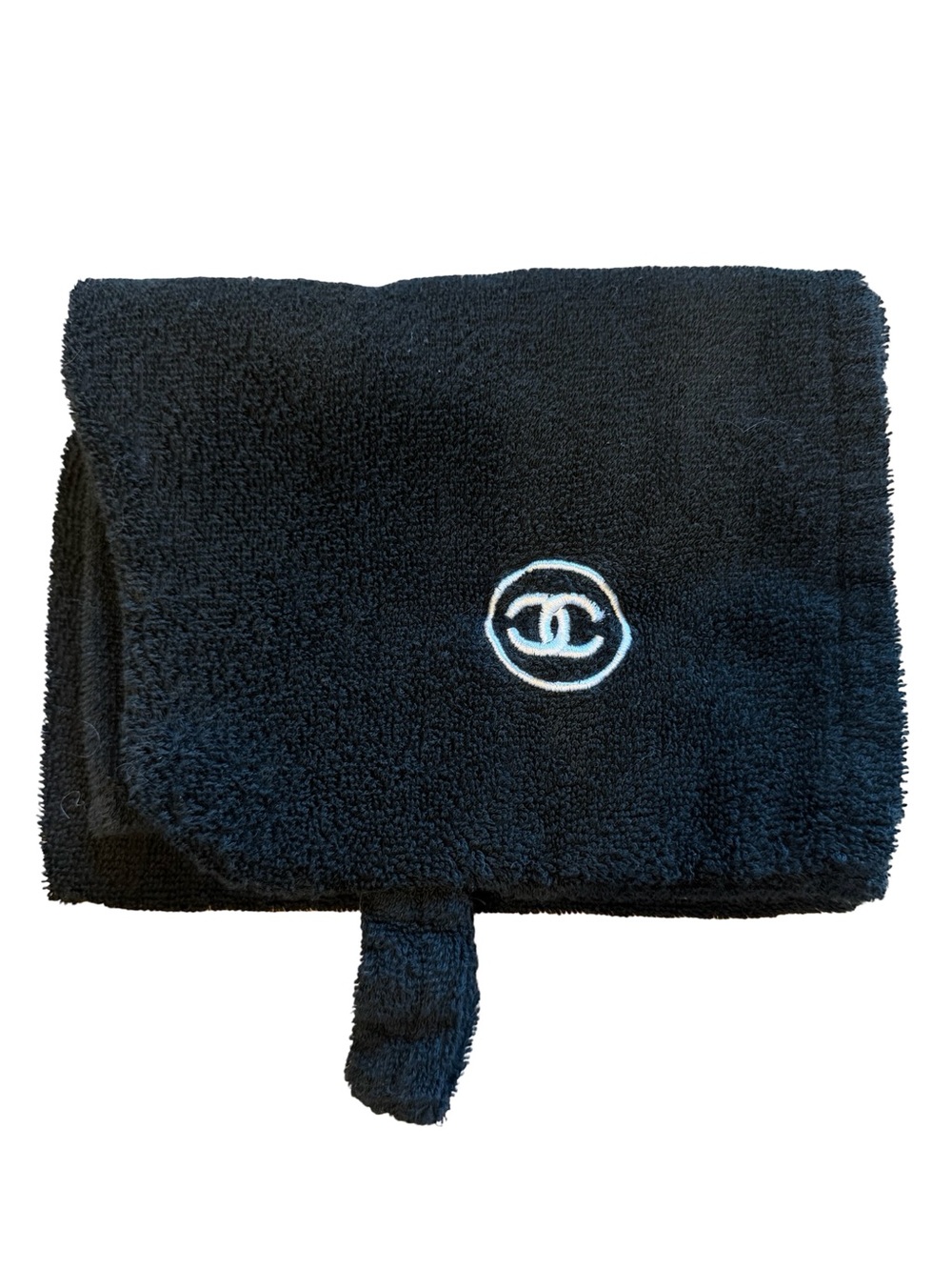 CHANEL Beauty Black Terry Hand Hair Towel with White CC Emblem